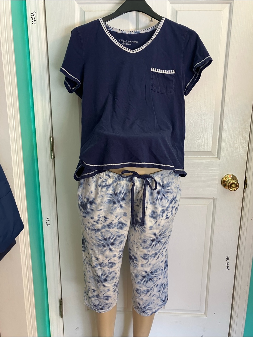 Midnight by Carole Hochman Navy & White Tie-Dye  Pajama Set